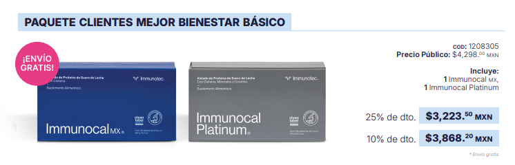 Paquete Immunocal 25% Descuento